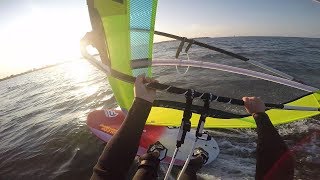 Sunset with Fanatic Falcon Lightwind  Windsurfing Lake Michigan June 27 2017 1080p [upl. by Ahtanamas]