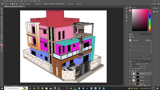 Front Elevation design In photoshop For beginner  Photoshop render tutorial [upl. by Eadahc]