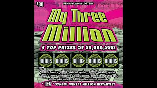 30 MY THREE MILLION  PA Lottery Scratch Off Ticket [upl. by Aicilanna]