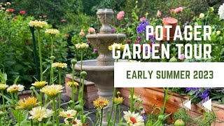 Potager Garden Tour Early Summer 2023  Raised Garden Beds  Brick ’n Blooms [upl. by Swor890]