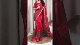 Linen cotton saree with sequin work trending saree shorts linen [upl. by Anelaf513]