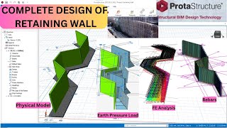 STRUCTURAL CANTILEVER RETAINING WALL ANALYSIS AND DESIGN IN CIVIL ENGINEERING CAD [upl. by Eiryk]