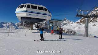 Skiing in BreuilCervinia Fornet 3048 m to Cervinia 2050 m [upl. by Mosley298]