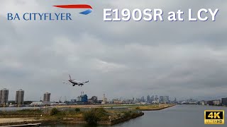 BA City Flyer Embraer 190SR GLCYK lands at London City Airport [upl. by Amlas848]