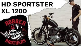 HARLEY DAVIDSON SPORTSTER XL 1200 BOBBER  CUSTOM EXHAUST  BOBBERBROTHERS  CUSTOM BUILT MOTORCYCLE [upl. by Jackson]