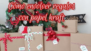 Cómo envolver un regalo con papel kraft Cómo envolver un regalo Envoltura de regalo de navidad [upl. by Mannie108]