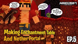 Crafting Enchantment Table amp Nether Portal  EP5  MC Bedrock Edition [upl. by Euphemie]