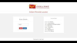 Pincode locator tool  Indian pin code location finder  webdlab [upl. by Anovahs]