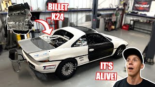 First Start on The Mr2s New BILLET K24 [upl. by Mommy402]