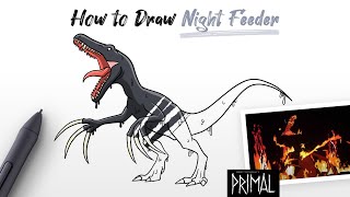 How to Draw Night Feeder monster dinosaur from Primal movie Easy Step by Step [upl. by Eilesor]