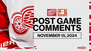 Dylan Larkin Marco Kasper Derek Lalonde Post Game Comments vs ANA  Nov 15 2024 [upl. by Longawa]