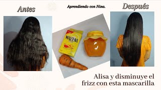 Mascarilla de zanahoria🍠 y maizena para Disminuir el Frizz y brindar hidratación profunda belleza [upl. by Audly]