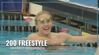 Maximus Williamson Shatters His Own Record in Mens 200 Freestyle  2023 Speedo Winter Juniors West [upl. by Savannah]