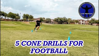 5 Cone Drills for Football OFFENSE EDITION [upl. by Ebner]