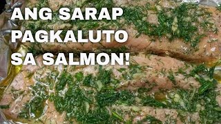 BAKED SALMON RECIPE SIMPLE AND EASY PANLASANG PINOY [upl. by Nahej292]