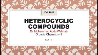 Heterocyclic Compounds Pyrrole Furan and Thiophene  Characters [upl. by Nanyk591]