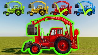 Transport of Color Excavators  Tractors Harvesting Grain on the Farm  FS22 [upl. by Ennovahs]