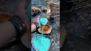 Making Big Blue Cheese heart 🧀🥩 shorts ytshorts nature forest cookingoutdoor [upl. by Anaehr]