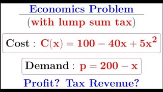 Apply differential calculus in solving economic problems when the government imposes a lump sum tax [upl. by Norene]