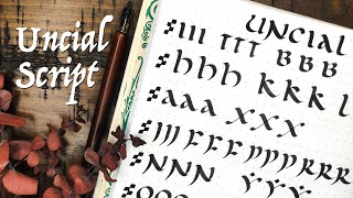 Uncial Calligraphy medieval script tutorial  history [upl. by Lagas]