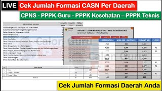 🔴LIVE Cek Jumlah Formasi CASN Per Daerah CPNS PPPK Guru PPPK Teknis PPPK Kesehatan  Cek Daerahmu [upl. by Nelleoj]