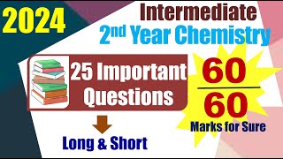 Inter 2024 Inter Chemistry 2nd Year important questions [upl. by Oer]