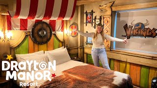 Drayton Manor Hotel Tour  We Stayed In An Amazing VIKINGS Themed Room [upl. by Schuler]