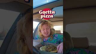 Hot blonde eats Goetta pizza in parking lot on camera at RocAFellas Pizza in Sharonville Ohio [upl. by Akcired947]