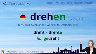 Konjugation Verb „drehen“ regelm hat  alle Zeitformen Lernvideo Tutorial [upl. by Breed]