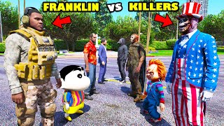 Franklin Fight The MOST WANTED KILLERS In GTA 5  SHINCHAN and CHOP [upl. by Jacquelynn670]