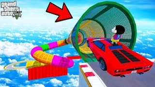 FRANKLIN TRIED IMPOSSIBLE COLORFUL SNAKE TUNNEL PARKOUR RAMP CHALLENGE GTA 5  SHINCHAN and CHOP [upl. by Esiocnarf]