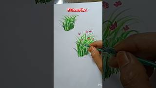 How to make grass using acrylic paint art painting artist shorts ArtistPoonamk [upl. by Atikahc]