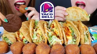 ASMR Taco Bell CHEESY CHALUPAS  CINNABON DELIGHTS  ICE CREAM 리얼사운드 먹방  KimampLiz ASMR [upl. by Adina]