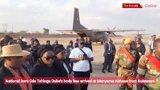 National hero Cde Tshinga Dubes body has arrived at Manyame Airbase from Bulawayo [upl. by Uela]