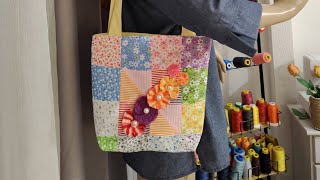 Patchwork tote bag tutorial [upl. by Zebapda]