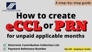 SSS How to generate PRN or eCCL for late months  how to create PRN for unpaid applicable months [upl. by Teteak]