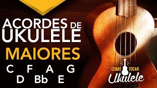 Acordes de Ukulele 7 Acordes Maiores no Ukulele para Iniciantes  COMO TOCAR UKULELE Vídeo 18 [upl. by Dulciana]