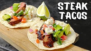 Outdoor Griddle Steak Tacos Carne Asada [upl. by Nadroj657]