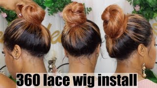 360 LACE FRONTAL WIG INSTALL  BACK OF LACE WIG INSTALL [upl. by Leibrag]