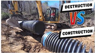 Crashing huge coops and Installing big culvert pipe on a farm Part 1 [upl. by Patti248]