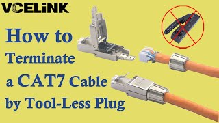 RJ45 Cat7 Field Termination Plugs Tool less Step by Step Easy Assembly Guide  VCELINK [upl. by Aiuqcaj]