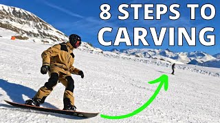 How To Snowboard  8 STEPS TO CARVING [upl. by Ynettirb]