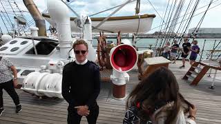 Visiting astonishing Statsraad Lehmkuhl Norwegian ship during Tall Ships event Hartlepool UK 072023 [upl. by Sacrod154]