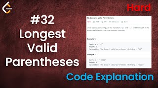 Longest Valid Parentheses  Live Coding with Explanation  Leetcode  32 [upl. by Keever]