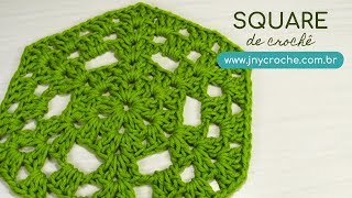 Square de crochê verde  para tapete  JNY Crochê [upl. by Rehpotsyrk]