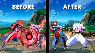 Android 21 Lab coat Changes Before and After Comparison Dragon Ball FighterZ Patch 131 [upl. by Evelc183]