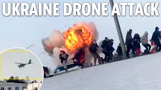 Flames erupt as Ukrainian drone blasts Putin’s weapons factory deep inside Russia [upl. by Arraeis]