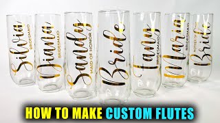 DIY PERSONALIZED NAME CHAMPAGNE FLUTES  Lucykiins [upl. by Anyaj]