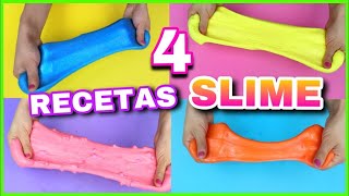 4 RECETAS PARA HACER SLIME  SLIME FÁCIL Y SIN BÓRAX  NatyGloss [upl. by Meggi]