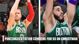 Kristaps Porzingis amp Jayson Tatum combine for 53 in Celtics Christmas win 🎄 👏  NBA on ESPN [upl. by Rosa]